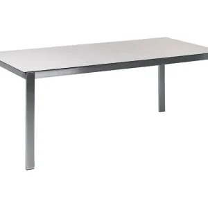 Mesa con Sombrilla Mesa de comedor para jardín con tapa de cristal blanco 180 x 90 cm COSOLETO
