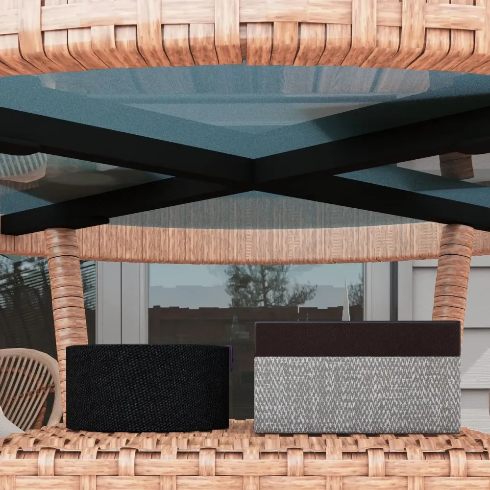 Mesa de exterior Calima Outsunny con estante genuino Ø80x75 cm