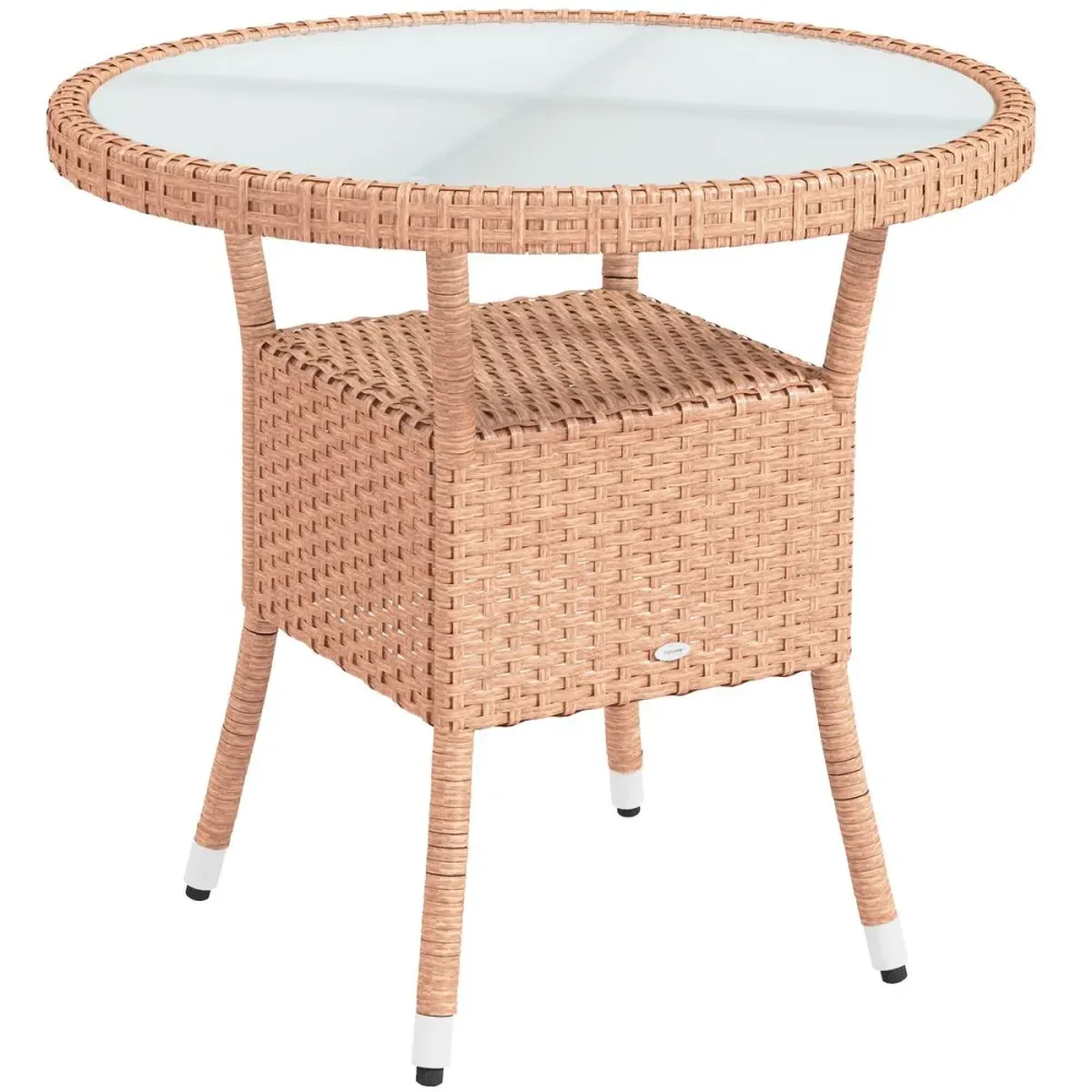 Mesa de exterior Calima Outsunny con estante genuino Ø80x75 cm