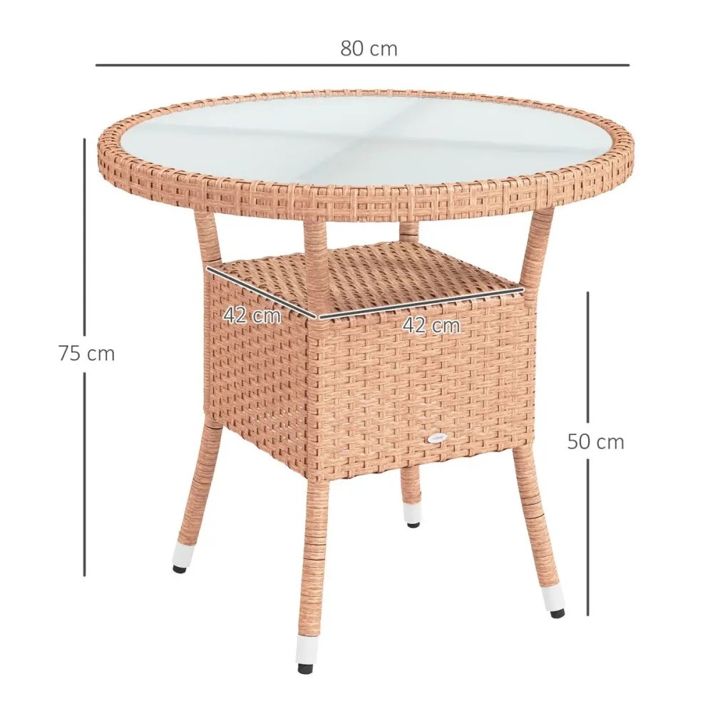 Mesa de exterior Calima Outsunny con estante genuino Ø80x75 cm
