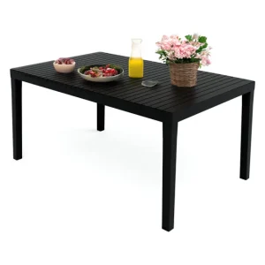 Mesa de exterior Danastas, Estante de comedor rectangular, Mesa de jardín multiusos, 100% Made Italy, 150x90h72 Cm, Antrac...