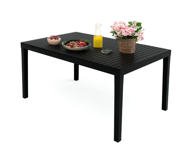 Mesa de exterior Danastas, Estante de comedor rectangular, Mesa de jardín multiusos, 100% Made Italy, 150x90h72 Cm, Antrac...