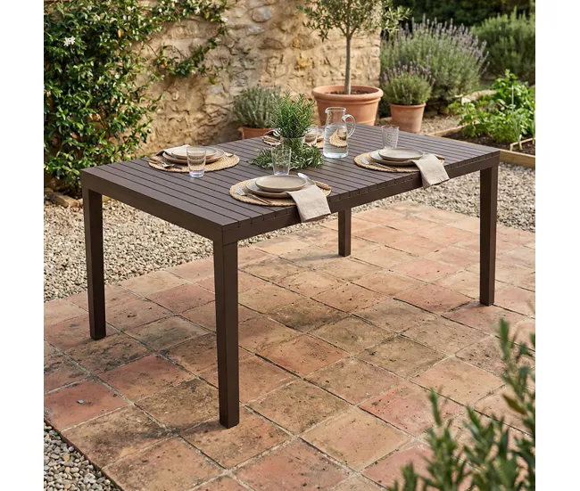 Mesa de exterior Danastas, Estante de comedor rectangular, Mesa de jardín multiusos, 100% Made Italy, 150x90h72 Cm, Antrac...