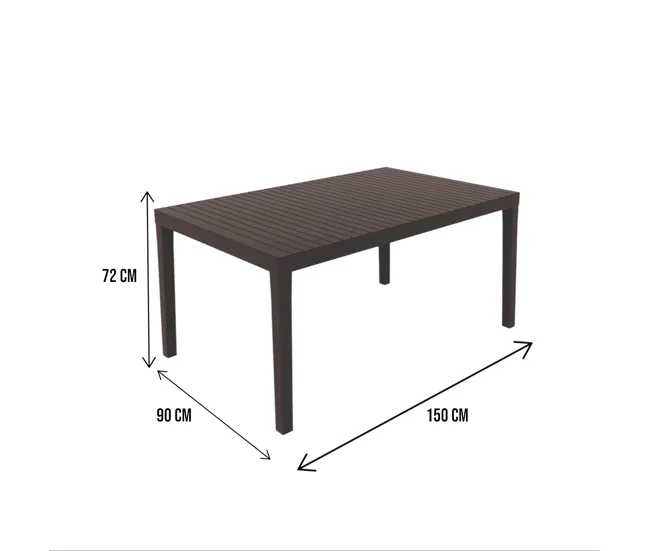Mesa de exterior Danastas, Estante de comedor rectangular, Mesa de jardín multiusos, 100% Made Italy, 150x90h72 Cm, Antrac...