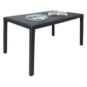 Mesa de exterior Dmachac, Estante de comedor rectangular, Mesa de jardín multiusos efecto ratán, 100% Made Italy, 150x90h7...