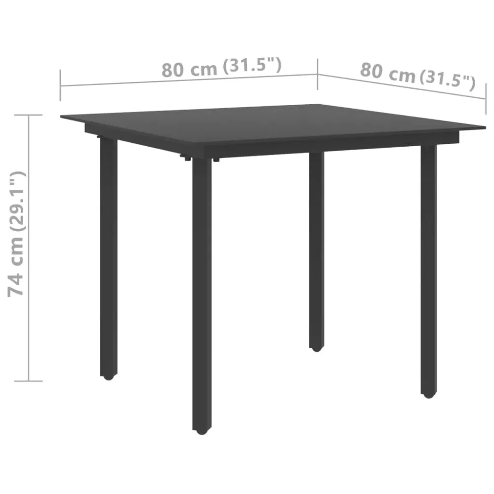 Mesa de exterior Isabella negro 74x80x80 cm para Jardín y Terraza