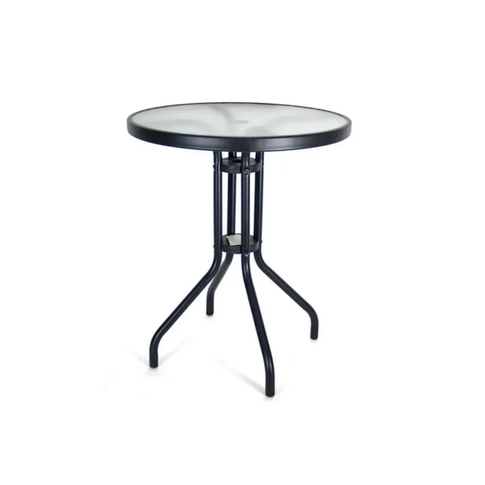 Mesa de exterior redonda metálico negro 71x60x60 cm Fácil Almacenamiento