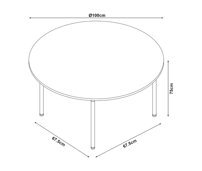 Mesa de Granito Mesa de comedor Hemnes redonda 4 personas acero MDF Ø 100x75 cm - Efecto roble Negro