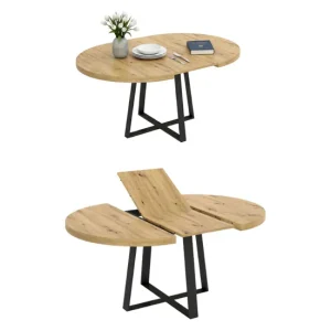 Mesa de Granito Mesa extensible Dazz, Consola extensible redonda, Mesa de comedor multiusos ovalada, 110/158x110h77 cm, Ro...