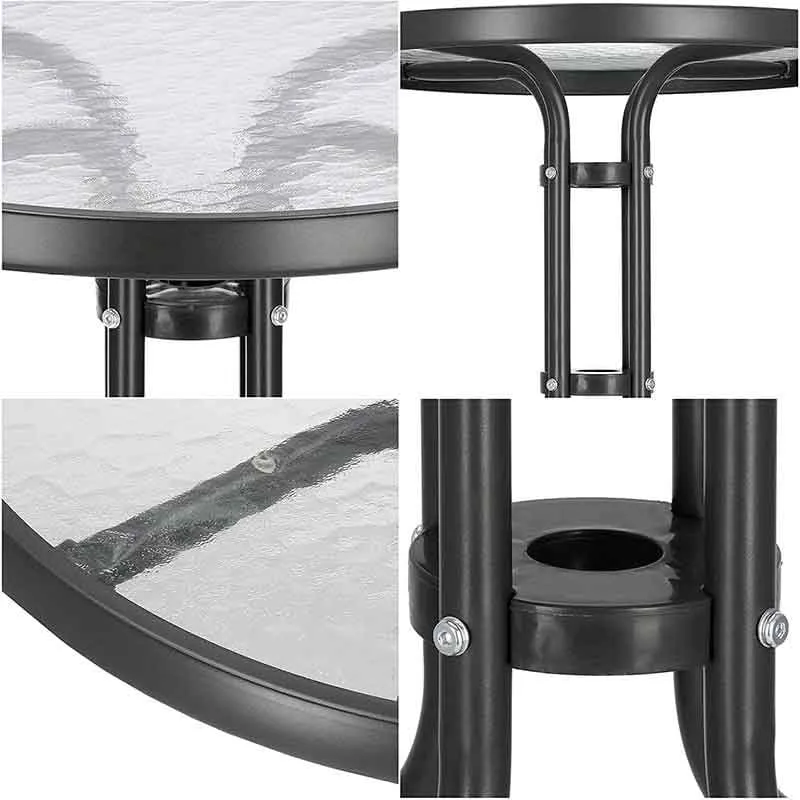 Mesa de Granito Mesa de jardín redonda cristal negro Ø110x70 cm