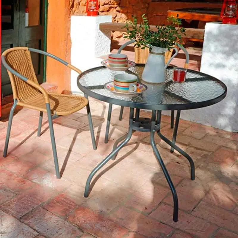 Mesa de Granito Mesa de jardín redonda cristal negro Ø110x70 cm