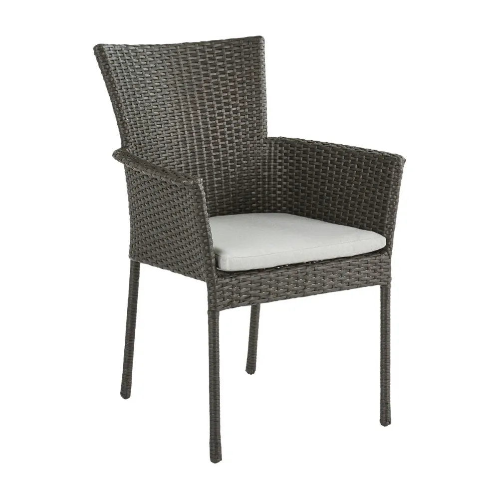 Mesa de Granito Naterial Set de Mesa de Comedor + 4 Sillas Tipo Ratán Apta para Exterior, Modelo Noa