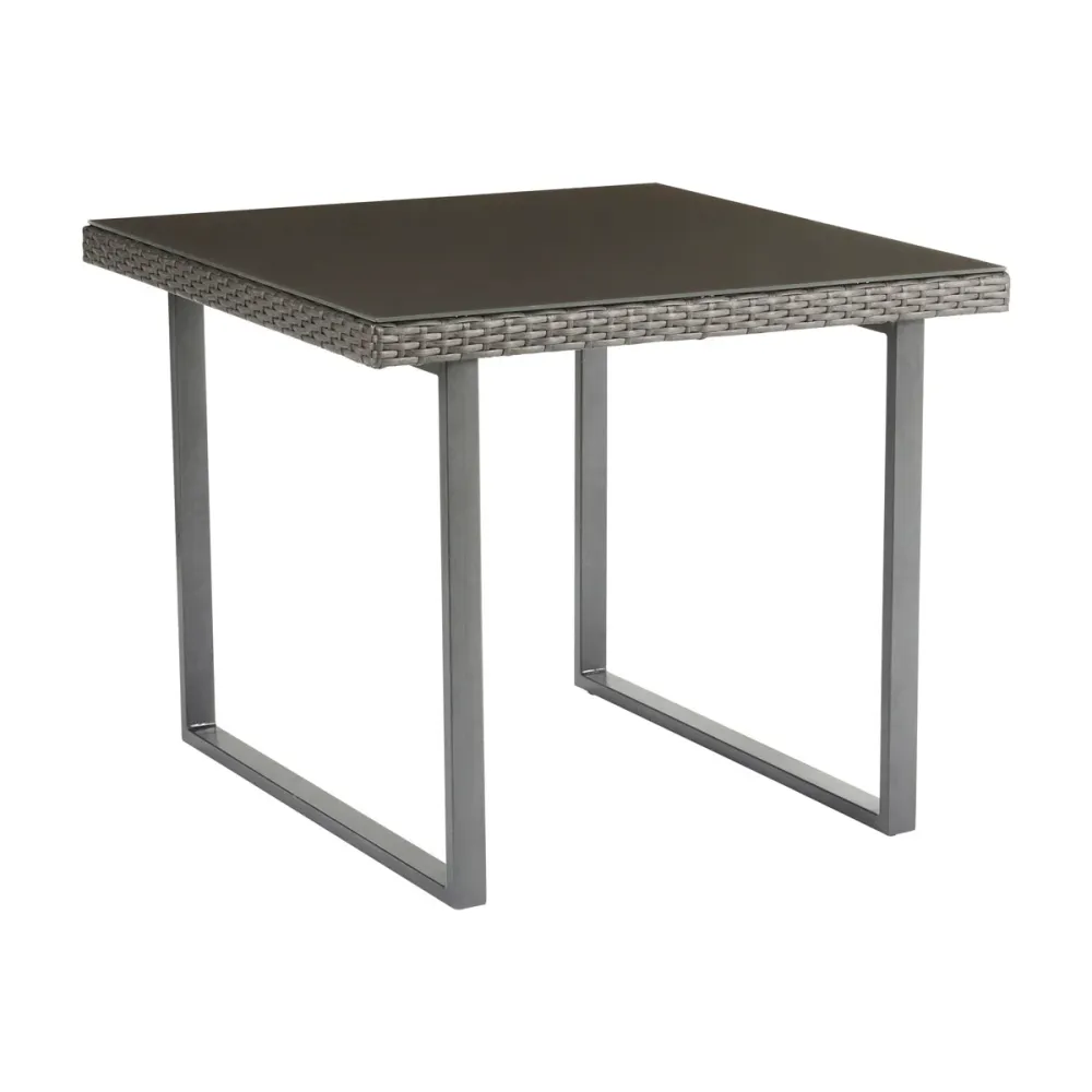 Mesa de Granito Naterial Set de Mesa de Comedor + 4 Sillas Tipo Ratán Apta para Exterior, Modelo Noa