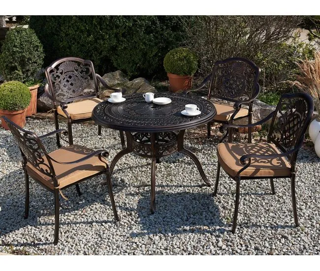 Mesa de jardín de acero marrón oscuro ⌀ 102 cm SALENTO
