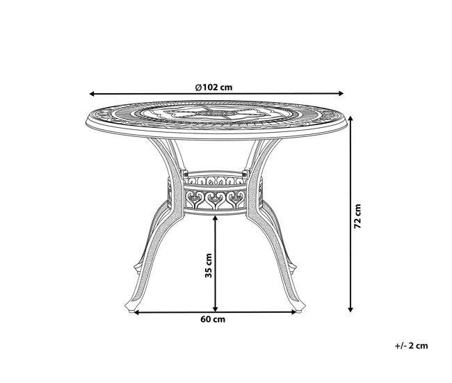 Mesa de jardín de acero marrón oscuro ⌀ 102 cm SALENTO
