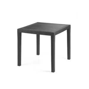 Mesa de Jardín HAUSBEDMesa Exterior - Dakar - Gris-Antrácita - 79x79x72cm - Estilo Ratan
