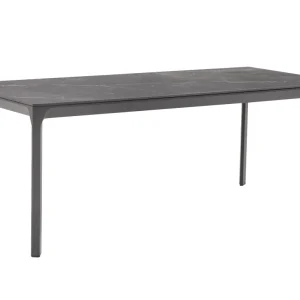 Mesa de Jardín Mesa de comedor Boori 200x90 cm aluminio antracita top mesa porcelánico negro