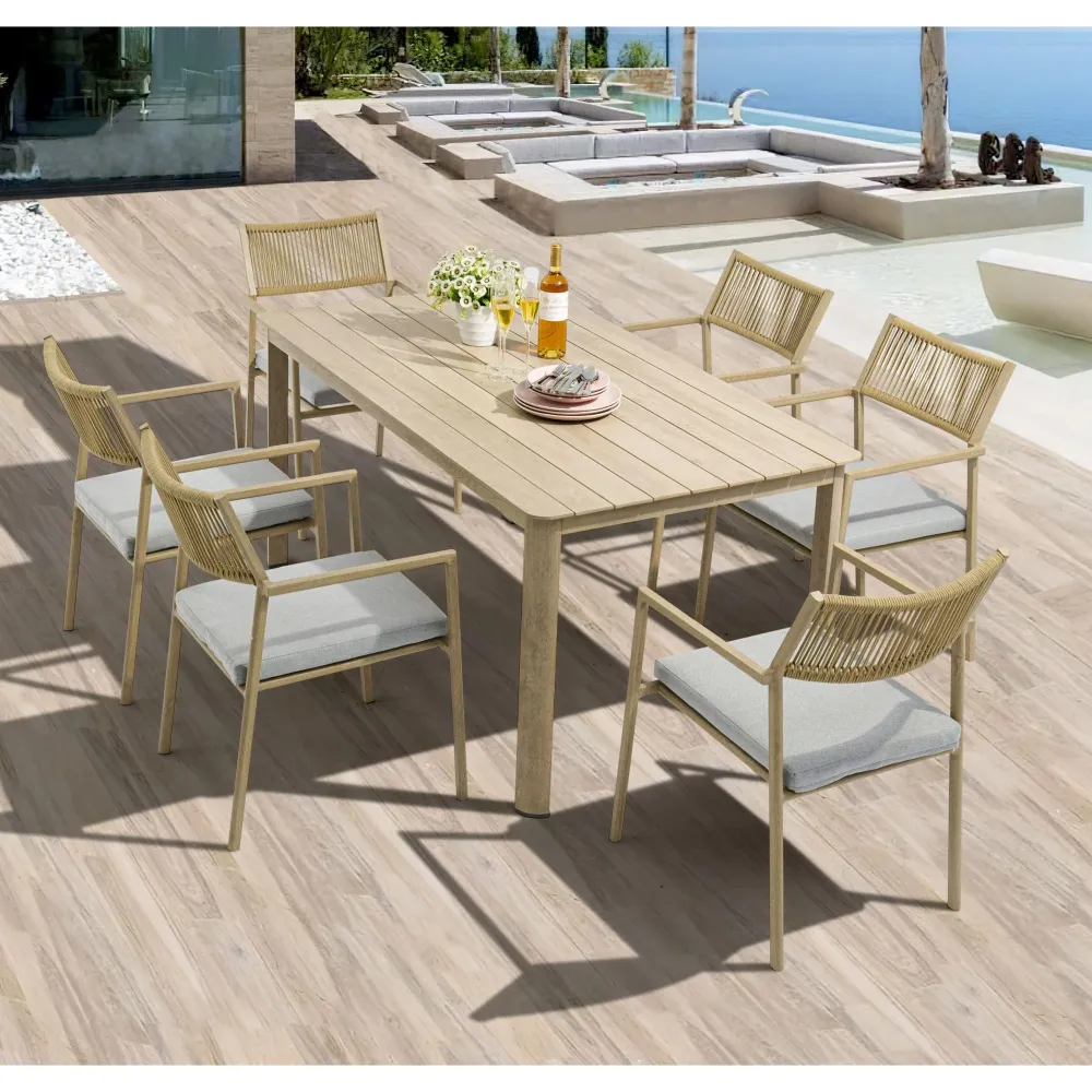 Mesa de Jardín Mesa de comedor Harmony 160*88 cm aluminio efecto madera