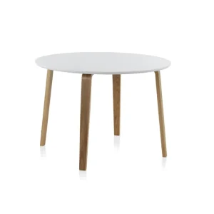 Mesa de Jardín Mesa de comedor redonda de madera blanca de 110 cm de diámetro