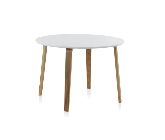 Mesa de Jardín Mesa de comedor redonda de madera blanca de 110 cm de diámetro
