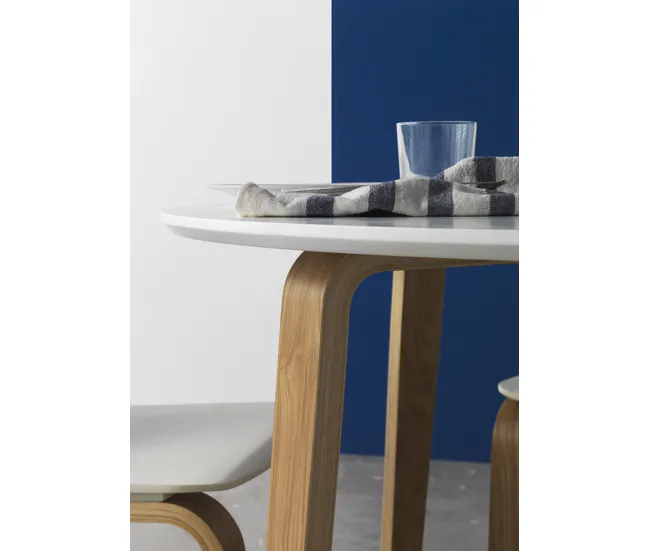 Mesa de Jardín Mesa de comedor redonda de madera blanca de 110 cm de diámetro