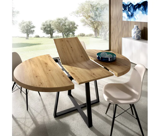 Mesa de Jardín Mesa extensible Dazz, Consola extensible redonda, Mesa de comedor multiusos ovalada, 110/158x110h77 cm, Rob...