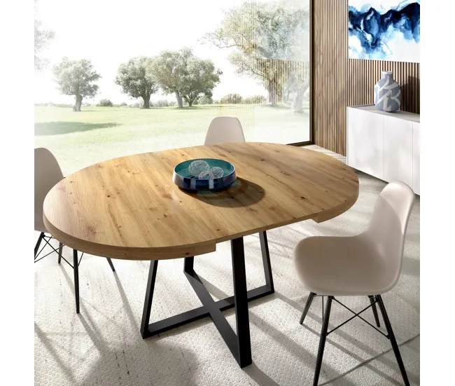 Mesa de Jardín Mesa extensible Dazz, Consola extensible redonda, Mesa de comedor multiusos ovalada, 110/158x110h77 cm, Rob...