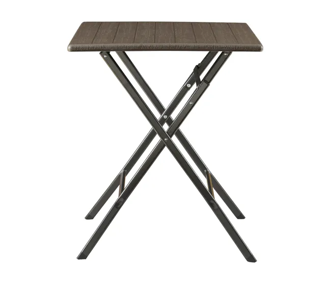 Mesa de Jardín Mesa plegable Lillestrøm exterior metal/plástico 62x62x73cm - Efecto madera