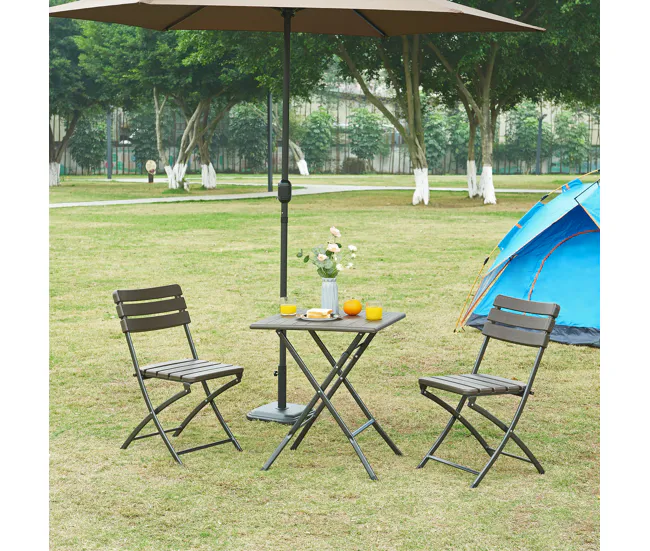 Mesa de Jardín Mesa plegable Lillestrøm exterior metal/plástico 62x62x73cm - Efecto madera