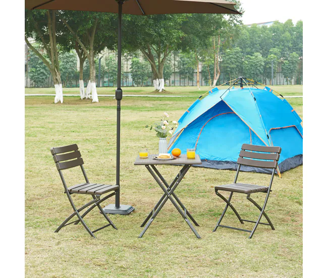 Mesa de Jardín Mesa plegable Lillestrøm exterior metal/plástico 62x62x73cm - Efecto madera