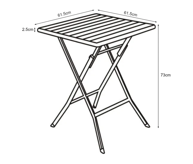 Mesa de Jardín Mesa plegable Lillestrøm exterior metal/plástico 62x62x73cm - Efecto madera