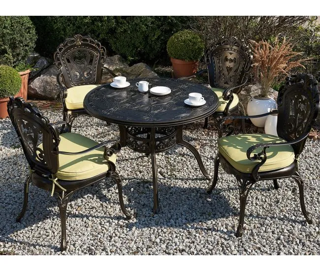 Mesa de jardín de metal marrón negro ⌀ 102 cm SAPRI