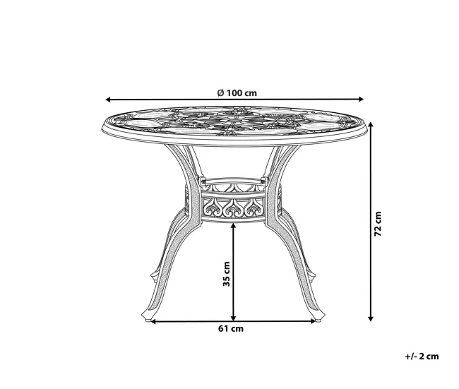 Mesa de jardín de metal marrón negro ⌀ 102 cm SAPRI