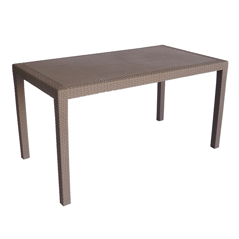 Mesa de jardín de plástico joker taupe 138×78×72 cm con Vidrio Templado