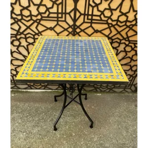 MESA DE MOSÁICO JARDIN TERRAZA PATIO - CUADRADA - ZELLIGE- AZULEJOS FEZ - MODELO AGADIR Material WPC