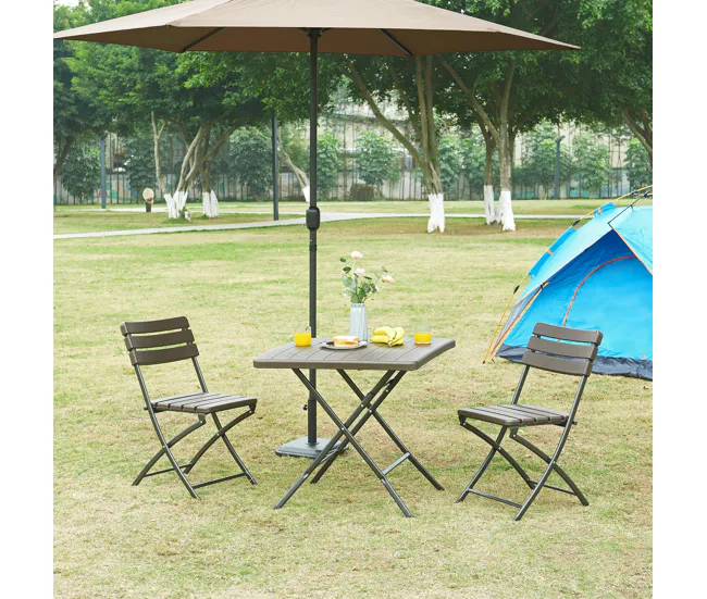 Mesa Plegable Mesa plegable Lillestrøm exterior metal/plástico 78x78x74cm - Efecto madera