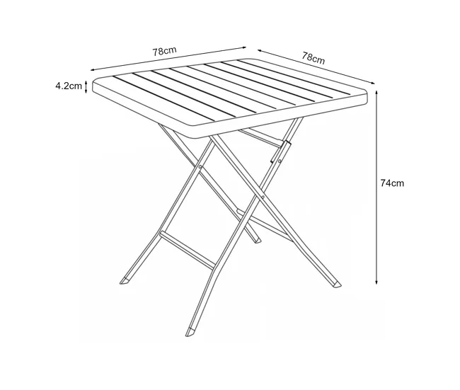 Mesa Plegable Mesa plegable Lillestrøm exterior metal/plástico 78x78x74cm - Efecto madera