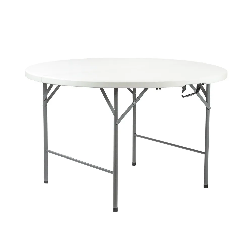 Mesa plegable redonda efecto granito blanco thinia home para 6 Personas