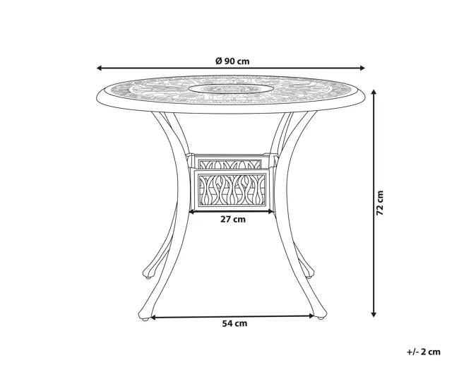 Mesa de Ratán Mesa de comedor de acero marrón oscuro ⌀ 90 cm ANCONA