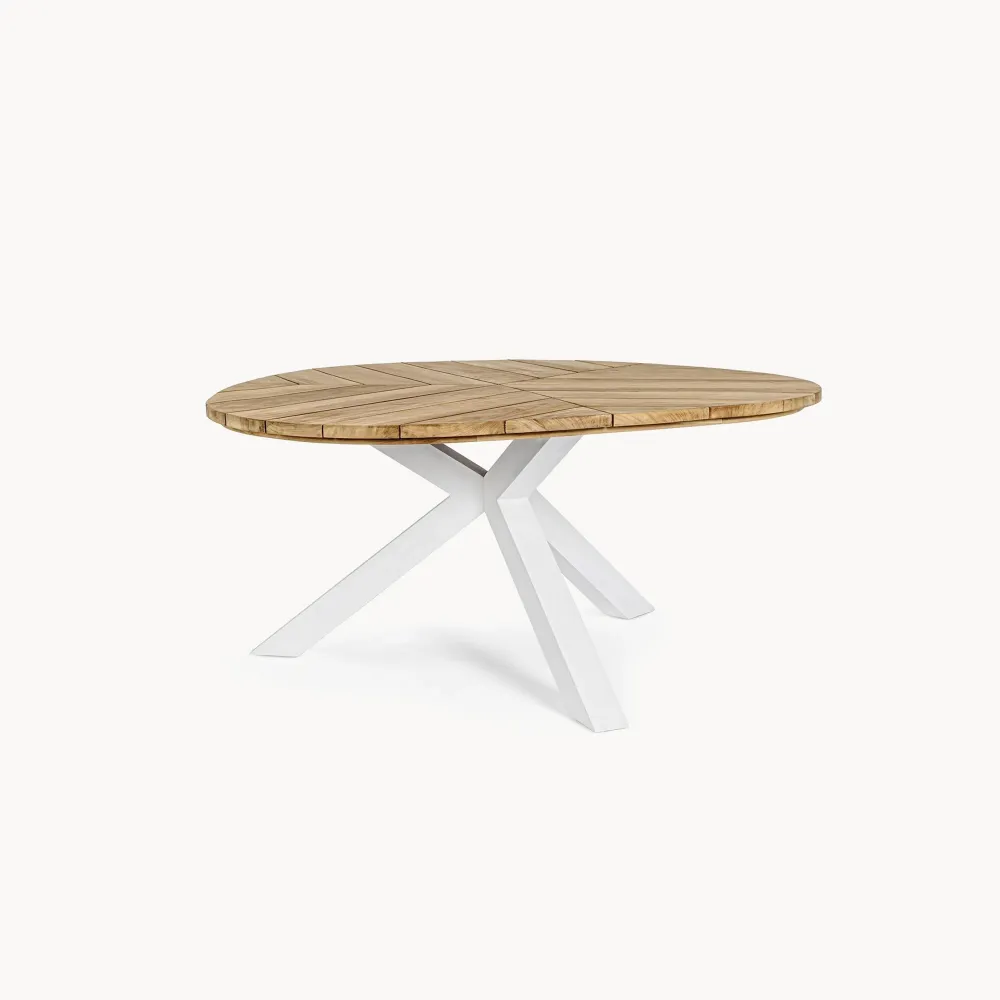 Mesa de Ratán Mesa de comedor exterior Bizzotto PALMDALE blanca