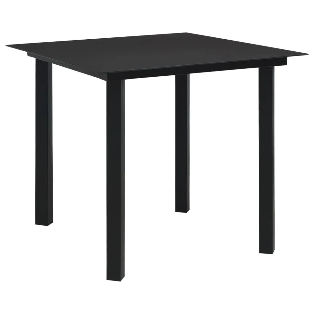 Mesa de Ratán Mesa de comedor de jardín acero y vidrio negra 80x80x74 cm