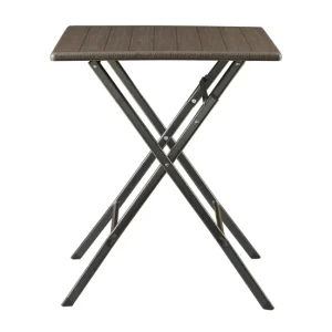 Mesa de Ratán Mesa plegable Lillestrøm exterior metal/plástico 62x62x73cm - Efecto madera