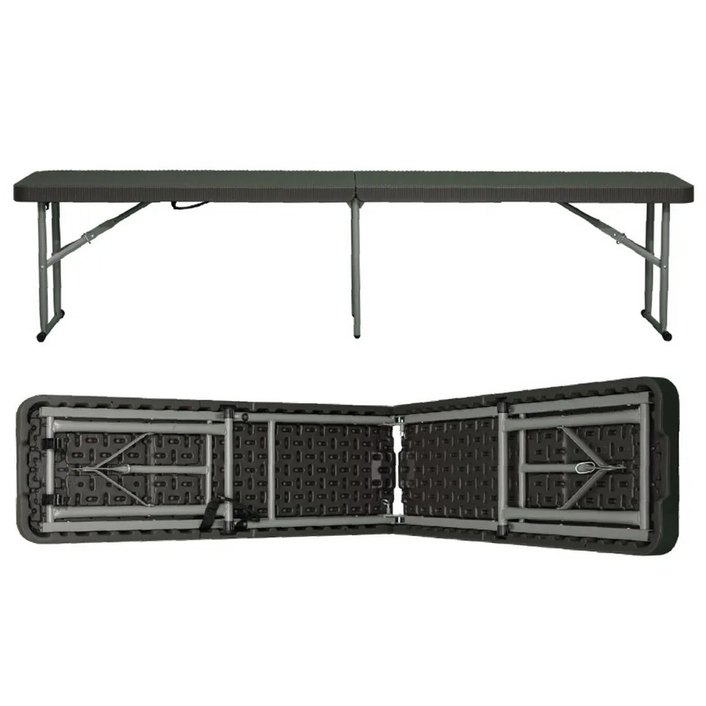 Mesa de Ratán Mesa plegable + set de 2 sillas plegables, perfecto para exteriores