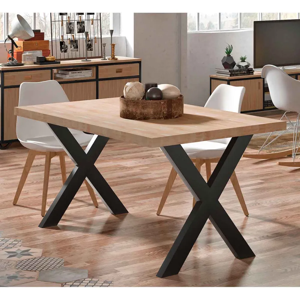 Mesa de Terraza Mesa de comedor X-Wooden roble/negro 76x160x90 cm