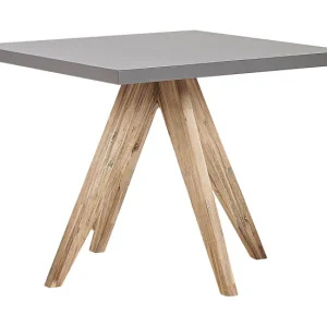 Mesa de Terraza Mesa de jardín de cemento reforzado gris/madera clara 90 x 90 cm OLBIA