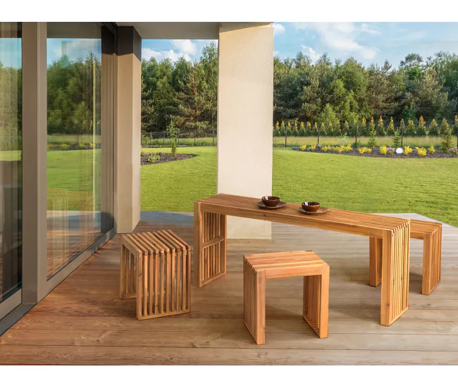 Mesa de Terraza Mesa de jardín de madera de acacia clara 150 x 35 cm BELLANO