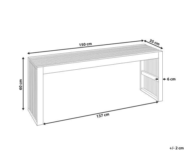 Mesa de Terraza Mesa de jardín de madera de acacia clara 150 x 35 cm BELLANO