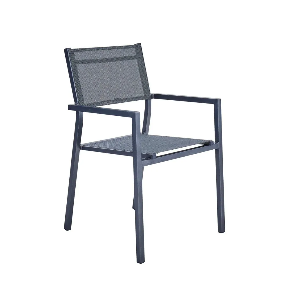 Naterial Set de Comedor: Mesa + 6 Silla de Textileno y Aluminio con Descansabrazos Apta para Exterior, Modelo Mesa Lyra II...