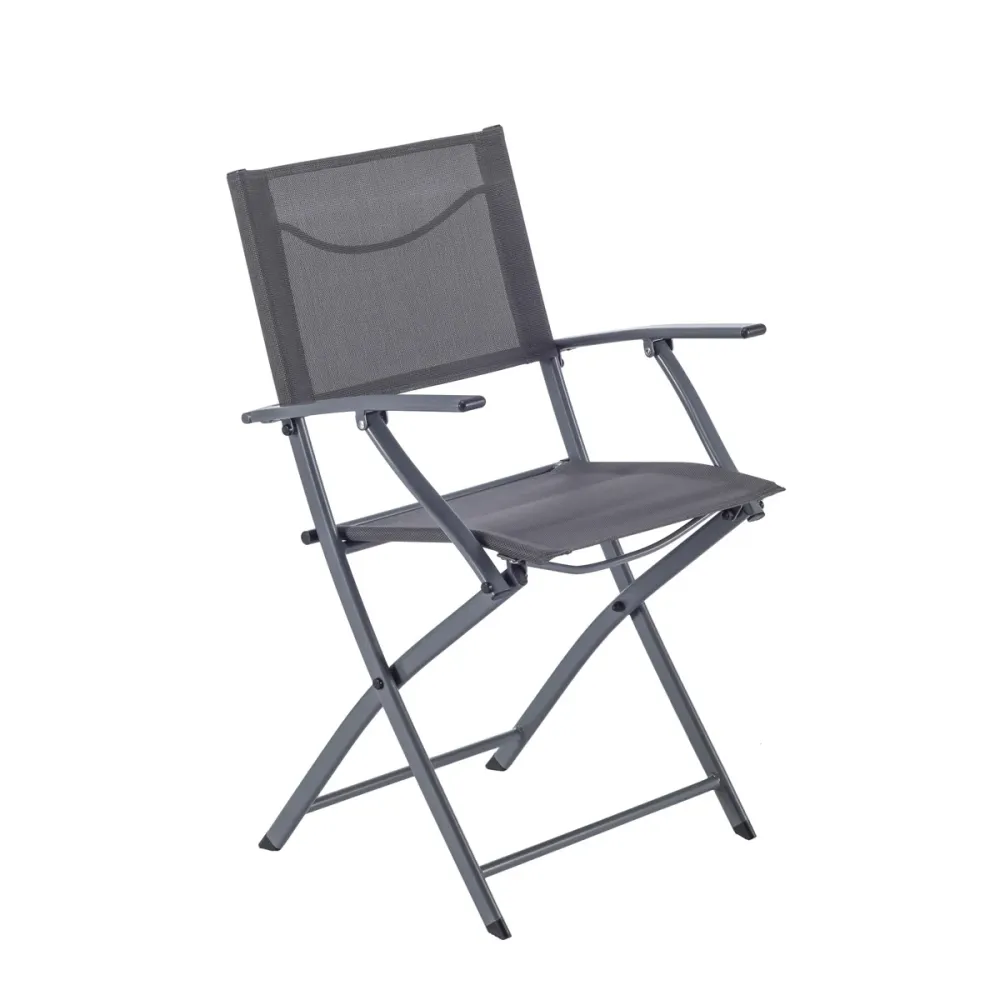 Naterial Set de Comedor: Mesa + 2 Sillas Plegables con Descansabrazos de Acero Aptas para Exterior, Modelo Emys en Alumini...