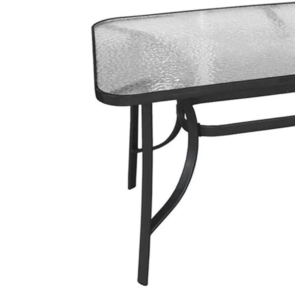 Premium de Aluminio Mesa cristal ácido y acero negro 75x150x90 cm